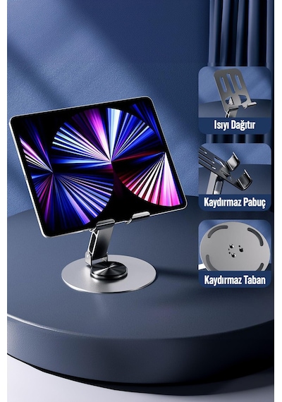 Yüksek Kalite Metal Katlanabilir 360 Dönen Ayarlı Telefon Tutucu Masaüstü Telefon Tablet Standı S013