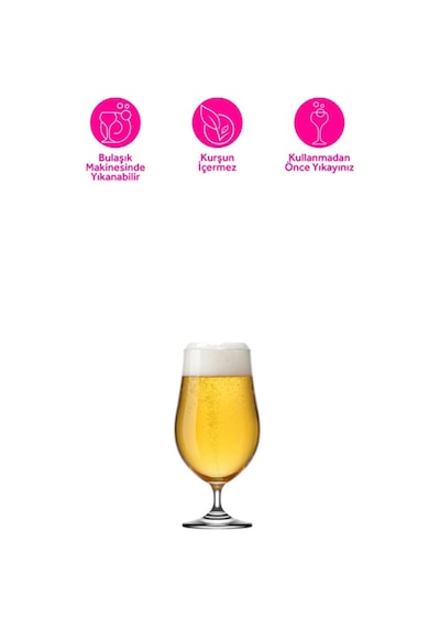 Lav Gusto Cam Bira Bardağı 6'lı 550 ml Ayaklı
