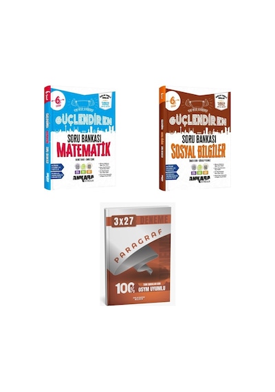 2027 Ankara 6. Sınıf Güçlendiren Matematik + Sosyal Bilgiler Soru + Anla Kazan Paragraf Deneme 3'lü Set