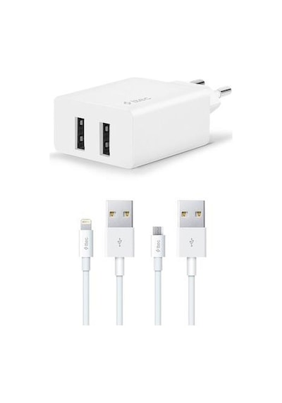 Ttec 2scs21db Smartcharger Duo 2.4a Seyahat Şarj Aleti Çift Usb + Lightning Ve Micro Usb Kablo