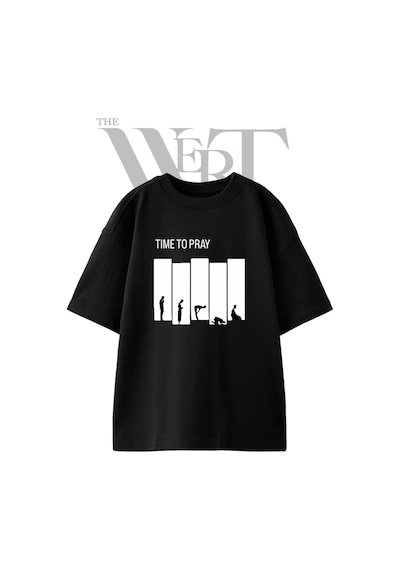 Thewert Namaz Pozlari Tasarım Baskılı Ünisex Siyah Oversize T-shirt