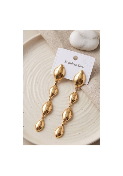 316l Çelik Gold Renk Yaprak Motifli Uzun Tasarım Küpe Tj-bkp12050 Evimdeyokyok