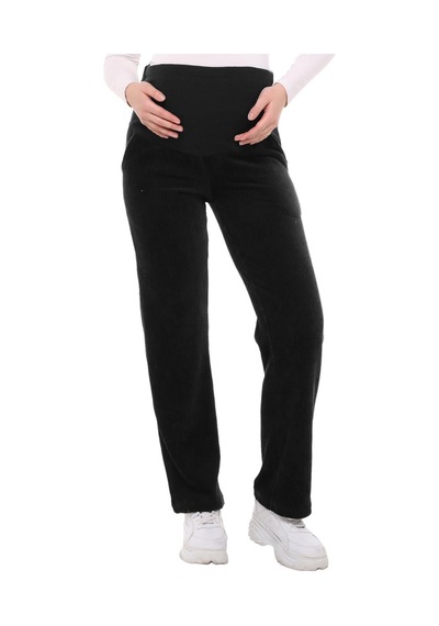 Luvmabelly Myra8510 Beli Ayarlanabilir Kışlık Kadife Hamile Pantolonu -siyah-siyah