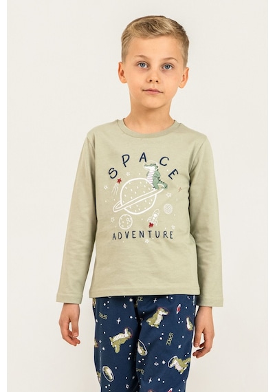 Rolypoly Erkek Çocuk Yeşil Space Adventure Uzun Kol Pijama Takım Rp3863-c-v1 Rp3863-c-v1