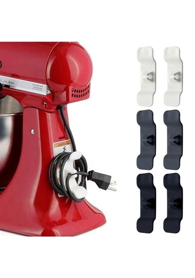 6&amp 39 Lı Pratik Kablo Toparlayıcı Yapışkanlı Klips Mutfak Air Fryer Kettle Kahve Tost Makinası Go53/03880