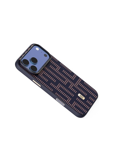 İphone 17 Pro Uyumlu Kılıf M-safe Şarj Özellikli Raptic Aramid Dual Grid Serisi Kapak Lacivert