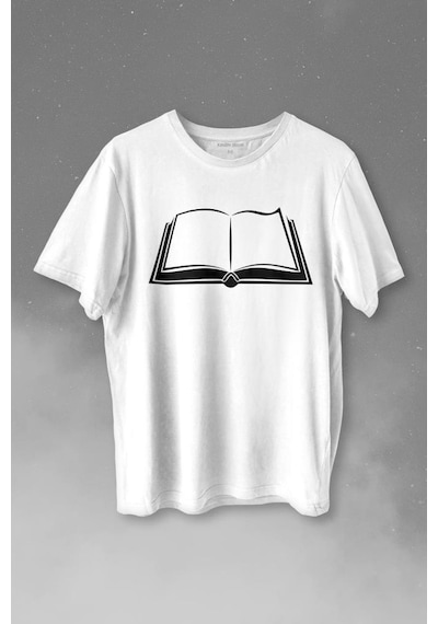 Açık Kitap Sayfası Edebiyat Roman Şiir Şair Adam Baskılı Tişört Unisex T-shirt 001