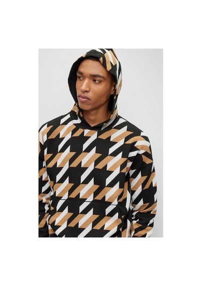 BOSS Erkek Siyah Desenli Sweatshirt Siyah Siyah