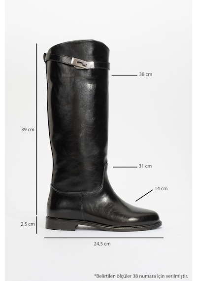 Luvishoes Yoko Siyah Cilt Kadın Çizme Siyah