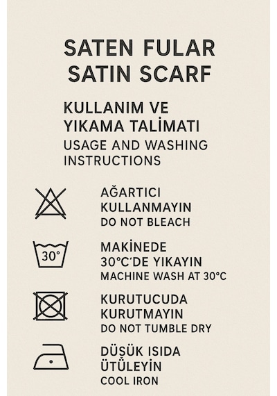 Gülce&morce Desen Şık & Zarif Kadın Aksesuarı Saten Fular 30x165cm Çok Renkli