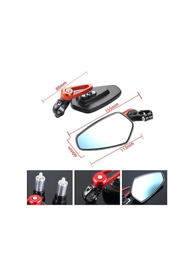 Motosiklet Gidon Bağlantılı Ayna Takımı Tüm Modeller Siyah