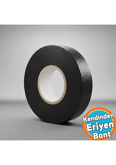 Kendinden Kaynayan Silikon Soğuk Sarma Eriyen Bant 19mm X 5m Tekli Hava Su Elektrik İzolasyonu Siyah Genel