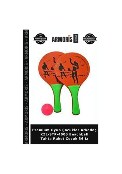 Premium Oyun Çocuklar Arkadaş Kzl-stp-4000 Beachball Tahta Raket Cocuk 36 Lı Çok Renkli