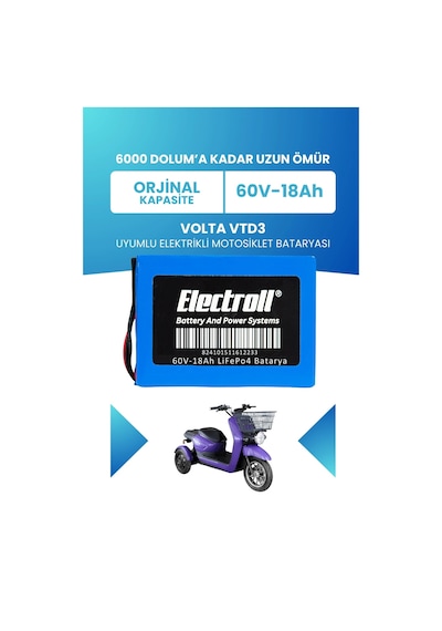 Volta Vtd3 Batarya Standart Kapasite Lifepo4 60v 18ah Elektrikli Motosiklet Bataryası