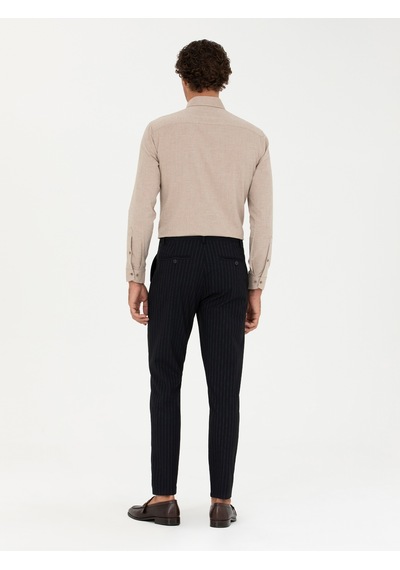 Cacharel Lacivert Carrot Fit Çizgili Kanvas Pantolon