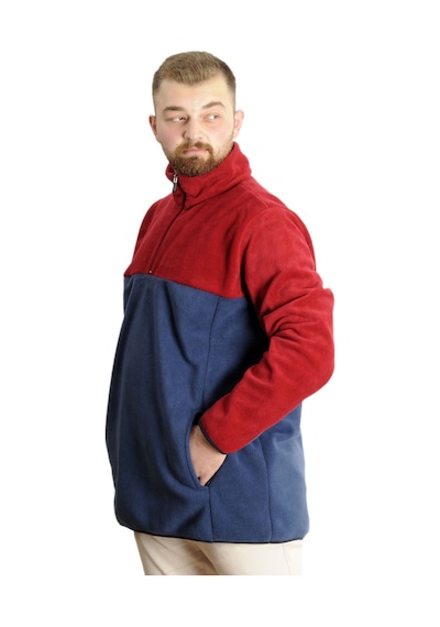 Mode Xl Erkek Sweat Polo Yaka Yarım Fermuarlı Polar 22552 Indigo 001