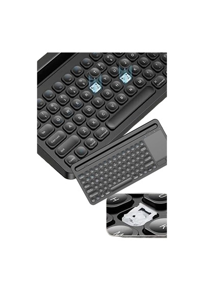 Şarjlı Bluetooth Touchpad Klavye Kablosuz Bağlantı Pc Telefon Tablet Uyumlu Kolay Kablosuz Bağlantı