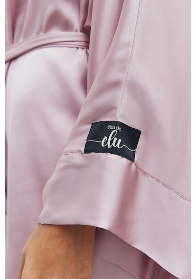 Fumée Gül Kurusu Kısa Saten Sabahlık / Kimono Pembe