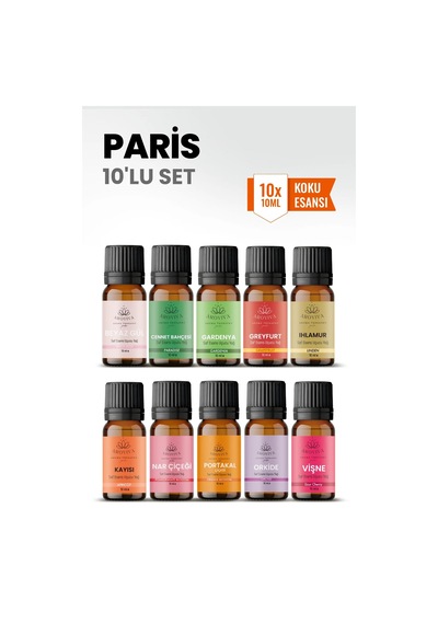 Paris 10 Lu Oda Kokusu Seti Buhurdanlık Yağı, Difüzör Esansı Ve Esansiyel Uçucu Yağ 10ml X 10 Karışık