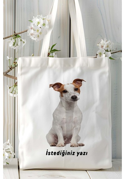 Art Hediye Jack Russell Terrier Köpek Baskılı Bez Çanta Omuz Çantası Kişiye Özel Model 4 Çok Renkli