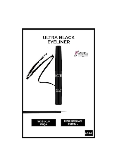 Note Cosmetique Ultra Black Eyeliner Kıl Fırça Uçlu - Siyah