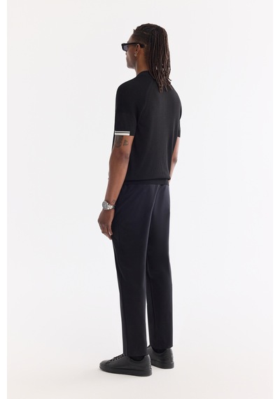 Avva Erkek Siyah Polo Yaka Fermuarlı Rayon Karışımlı Regular Fit Triko T-shirt A61y5009