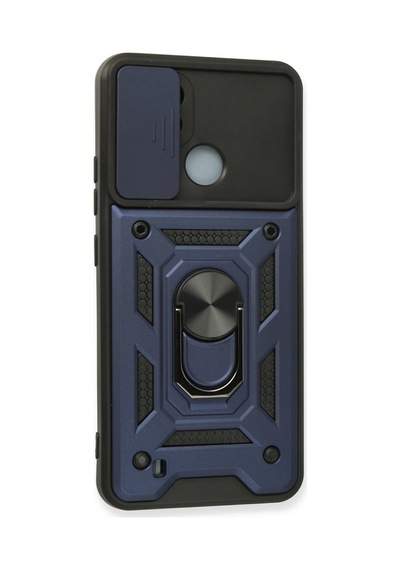 Realme C11 2021 Uyumlu Kılıf Pars Lens Yüzüklü Silikon - Lacivert