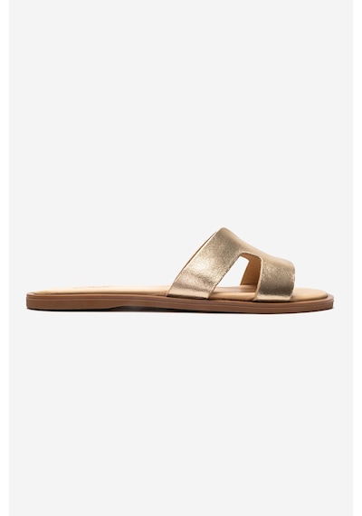 Luvishoes Bıora Altın Hakiki Deri Kadın Terlik