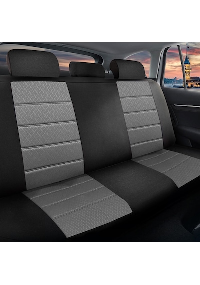 Minderland K1 - Volkswagen Caddy İle Uyumlu Koltuk Kılıfı, Tam Takım/gri-siyah