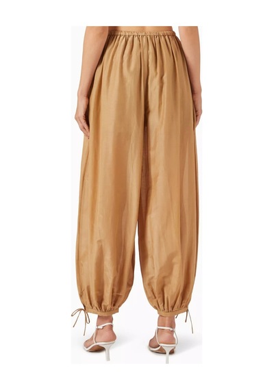 12storeez Cotton Silk Harem Pants, Hafif Ayarlanabilir Paçalı Yazlık Pantolon Bej