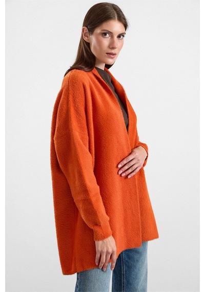 Olcay Salaş Soft Kumaş Triko Hırka Oranj 8299