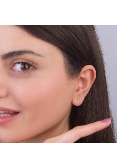 Goldkupe 14 Ayar Altın E Harf Küpe 0,45 Gr-1358