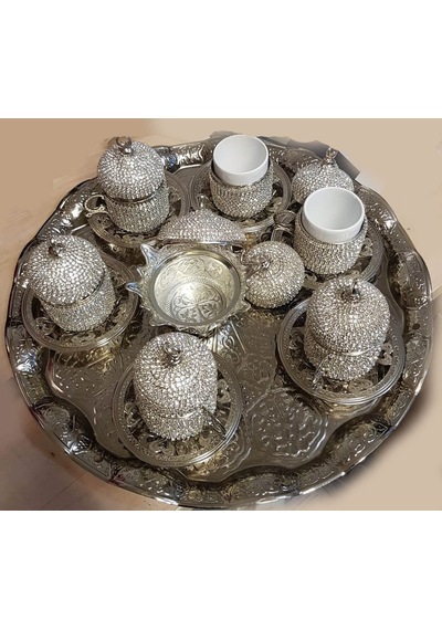 Ceyyiz 8'Li Silver Hilal Lokumluk Kahve Fincanı Set