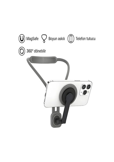 Magsafe Uyumlu 360 Boyun Askılı Telefon Tutucu / Gezi Video Çeki