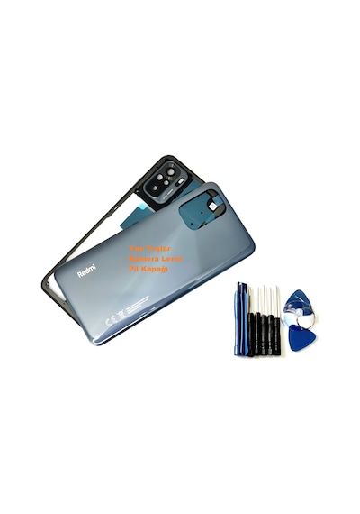 Tkgz Xiaomi Redmi Note 10 4g Kasa Arka Pil Batarya Kapağı Tamir Seti Siyah