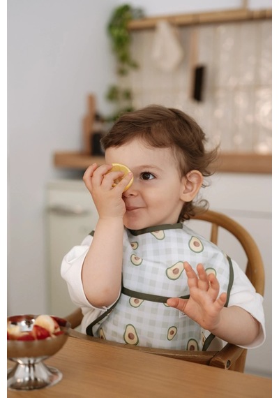 Yeşil Biyeli 2li Sıvı Geçirmez Mama Önlüğü 6-36 Ay
