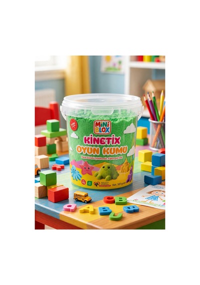 Doğal Kinetik Oyun Kumu 500gr Yeşil Yeşil