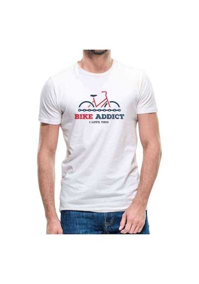 Bike Addict Baskılı Beyaz Erkek Tshirt