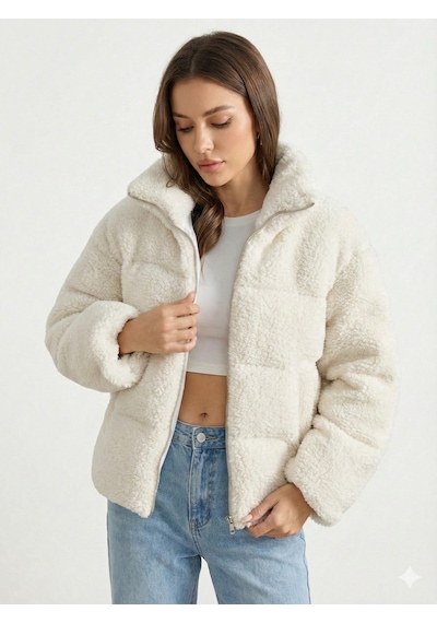 Ribana Classic Kadın Ekru Yüksek Yaka Trend Astarlı Kuzu Şişme Peluş Kumaş Kısa Mont 2283 Ekru Ribana Classic Kadın Ekru Yüksek Yaka Trend Astarlı Kuzu Şişme Peluş Kumaş Kısa Mont 2283 Ekru
