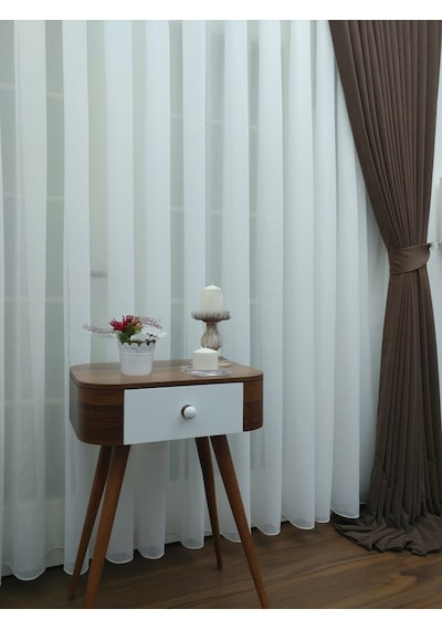 Evdepo Home Kullanıma Hazır Keten Tül Perde (540841891)