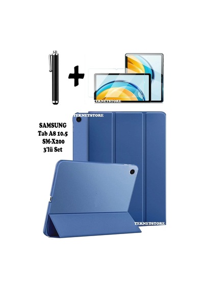 Samsung Galaxy Tab A8 10.5 Inç Sm-x200 Uyumlu Uyku Modlu Tablet Kılıfı Ekran Koruyucu Kalem Kılıf