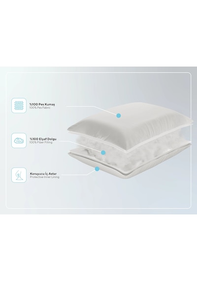 Doqu Home Whiteline Microfiber Yastık 50 X 70 Cm - Beyaz Beyaz