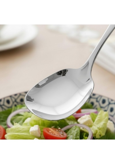 Premium Gümüş Renk Servis Kaşığı 21 Cm Paslanmaz Çelik, Ergonomik Tasarım, Salata Ve Yemek Servis Kaşığ Diğer