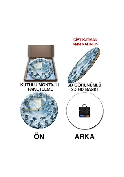 Sessiz Yuvarlak Ahşap Duvar Saati, Kuvars Hareketli 3d Görünümlü 2d Saat Sdw094 Renkli