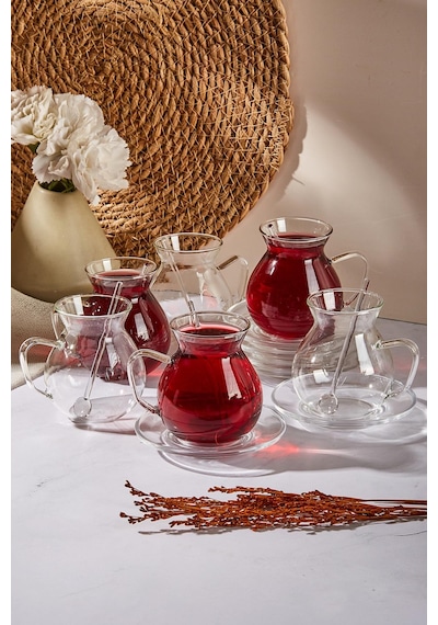 Keyf-i Ala 18 Parça Cam Tabaklı 200 Ml Borosilikat Çay Seti