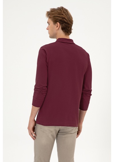 U.S. Polo Assn. Erkek Regular Fit Polo Yaka Koyu Bordo Basic Sweatshirt 50313772-VR177 U.S. Polo Assn. Erkek Regular Fit Polo Yaka Koyu Bordo Basic Sweatshirt 50313772-VR177