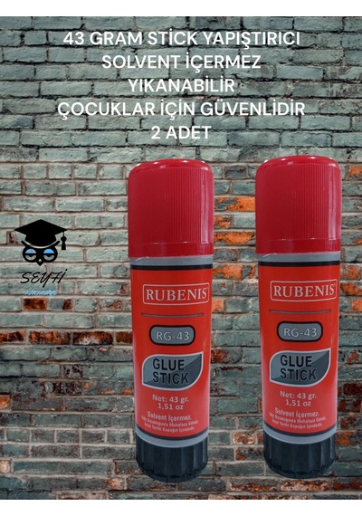 43 Gram Stick Yapıştırıcı Solvent İçermez Yıkanabilir Çocuklar İçin Güvenlidir 2 Adet