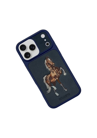 Santa Barbara Polo Racquet Club Apple Uyumlu iPhone 17 Pro Kılıf 3boyutlu Pu Deri Boris İçi Süet Kapak Lacivert