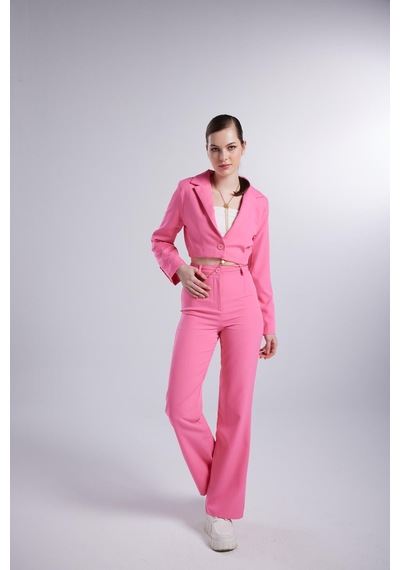 Holly Lolly Yüksek Bel Düğme Kapamalı Panky Pantolon Pembe