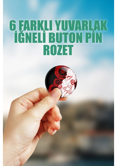 Deadman Wonderland Çanta Süsü Rozet İğneli Buton Rozet Seti 6 Adet Çok Renkli